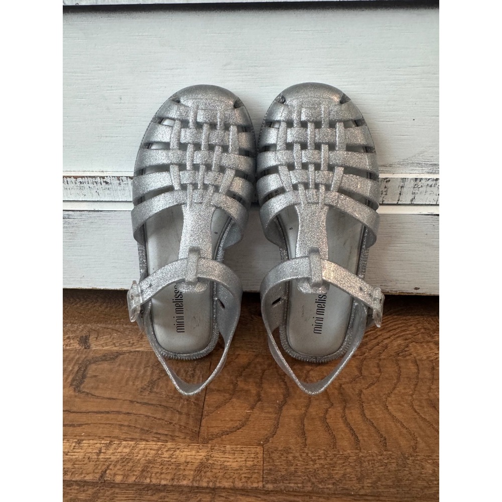 Mini Melissa Possession Sandal Glitter Silver Kids Size 12